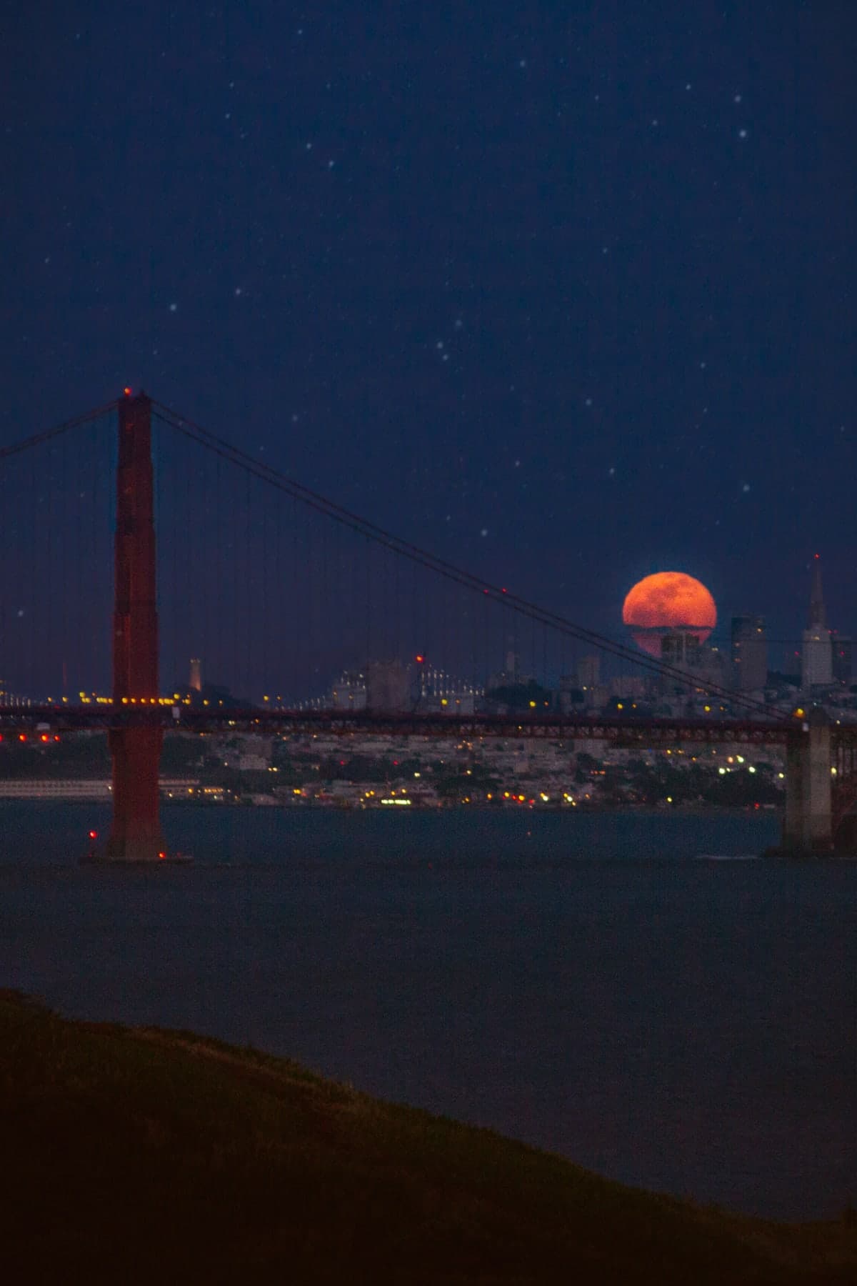 Moon over the Golden Gate Bridge