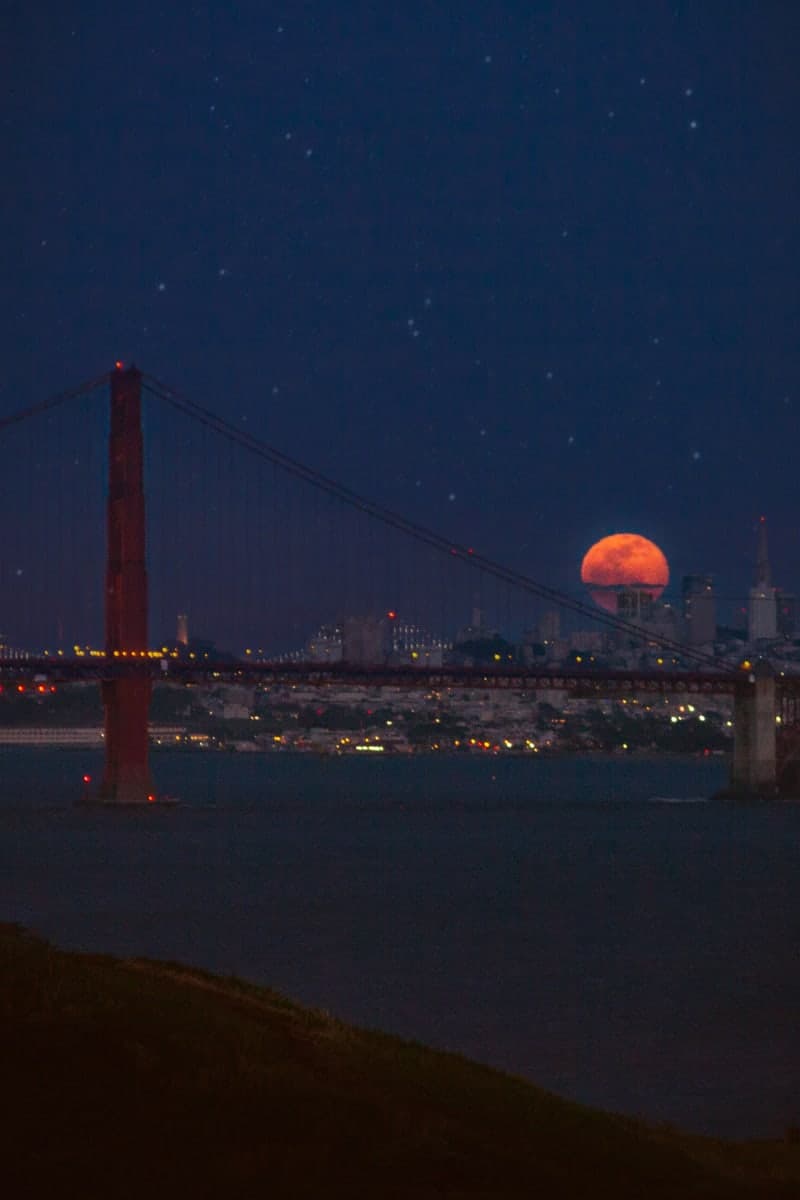 Moon over the Golden Gate Bridge
